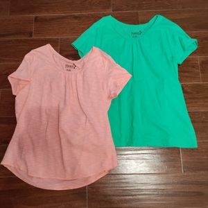 Hanes T-shirts, Green and Pink